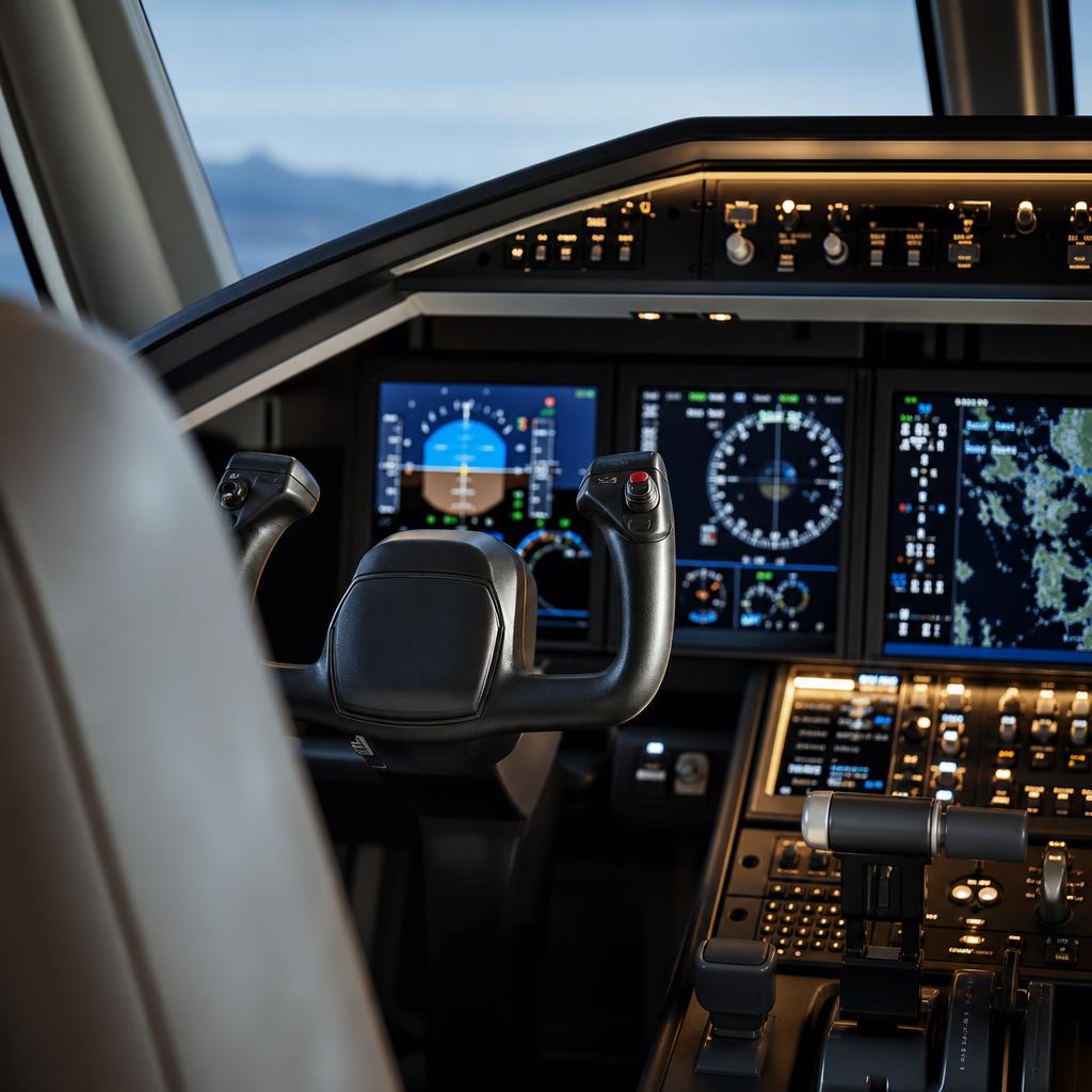 Private jet cockpit instrument panel